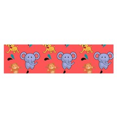 Illustration Elephant Cartoon Animal Monkey Oblong Satin Scarf (16  X 60 ) by danenraven