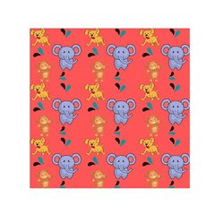 Illustration Elephant Cartoon Animal Monkey Square Satin Scarf (30  X 30 ) by danenraven