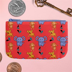 Illustration Elephant Cartoon Animal Monkey Large Coin Purse by danenraven