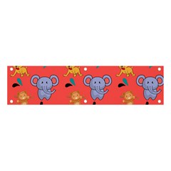 Illustration Elephant Cartoon Animal Monkey Banner And Sign 4  X 1  by danenraven