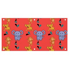 Illustration Elephant Cartoon Animal Monkey Banner And Sign 4  X 2  by danenraven