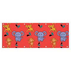 Illustration Elephant Cartoon Animal Monkey Banner And Sign 8  X 3 