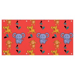 Illustration Elephant Cartoon Animal Monkey Banner And Sign 8  X 4 