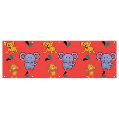 Illustration Elephant Cartoon Animal Monkey Banner And Sign 12  X 4  by danenraven