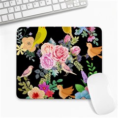 Illustration Bird Flower Floral Background Large Mousepads by danenraven