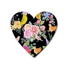 Illustration Bird Flower Floral Background Heart Magnet by danenraven