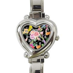 Illustration Bird Flower Floral Background Heart Italian Charm Watch by danenraven