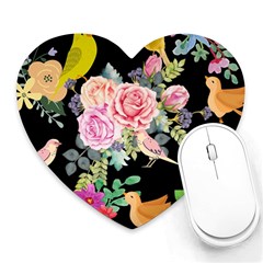 Illustration Bird Flower Floral Background Heart Mousepads by danenraven