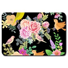 Illustration Bird Flower Floral Background Large Doormat 