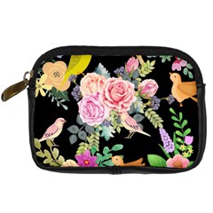 Illustration Bird Flower Floral Background Digital Camera Leather Case by danenraven