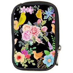 Illustration Bird Flower Floral Background Compact Camera Leather Case by danenraven