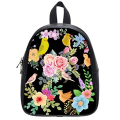 Illustration Bird Flower Floral Background School Bag (small) by danenraven