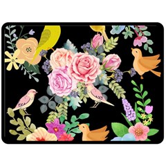 Illustration Bird Flower Floral Background Fleece Blanket (large)  by danenraven