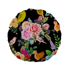 Illustration Bird Flower Floral Background Standard 15  Premium Round Cushions by danenraven