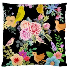 Illustration Bird Flower Floral Background Large Flano Cushion Case (one Side) by danenraven