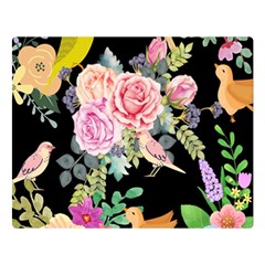 Illustration Bird Flower Floral Background Double Sided Flano Blanket (large)  by danenraven