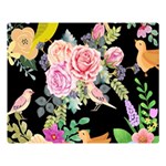 Illustration Bird Flower Floral Background Double Sided Flano Blanket (Large)  80 x60  Blanket Front