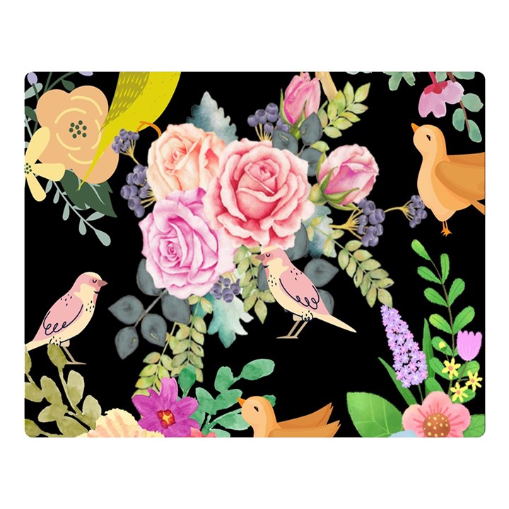 Illustration Bird Flower Floral Background Double Sided Flano Blanket (Large) 