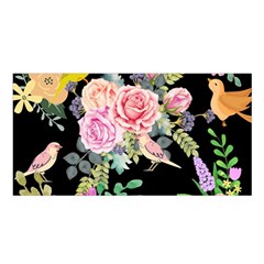 Illustration Bird Flower Floral Background Satin Shawl 45  X 80  by danenraven