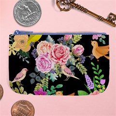 Illustration Bird Flower Floral Background Large Coin Purse by danenraven