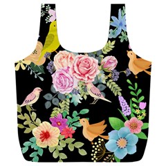 Illustration Bird Flower Floral Background Full Print Recycle Bag (xxl) by danenraven