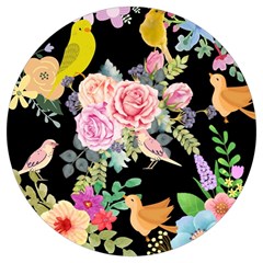 Illustration Bird Flower Floral Background Round Trivet by danenraven