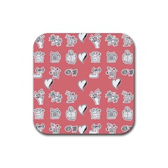 Stickers Hobbies Hearts Reading Rubber Coaster (square)