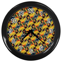 Illustration Geometric Pattern Colorful Pattern Wall Clock (black) by danenraven