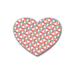 Patchwork Pastel Pattern Art Rubber Heart Coaster (4 Pack) by danenraven