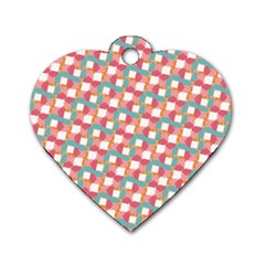 Patchwork Pastel Pattern Art Dog Tag Heart (Two Sides)