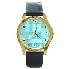 Geometric Ocean  Round Gold Metal Watch by ConteMonfrey