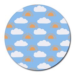 Sun And Clouds   Round Mousepads by ConteMonfrey