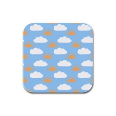 Sun And Clouds   Rubber Square Coaster (4 Pack) by ConteMonfrey