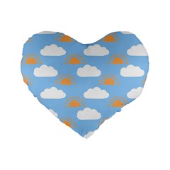 Sun And Clouds   Standard 16  Premium Flano Heart Shape Cushions by ConteMonfrey