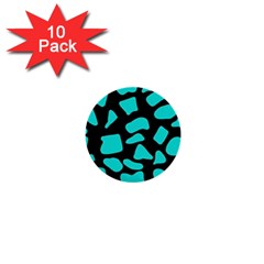 Neon Cow Dots Blue Turquoise And Black 1  Mini Buttons (10 Pack)  by ConteMonfrey