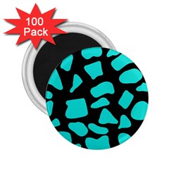 Neon Cow Dots Blue Turquoise And Black 2 25  Magnets (100 Pack)  by ConteMonfrey