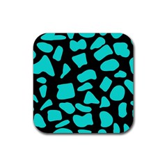 Neon Cow Dots Blue Turquoise And Black Rubber Coaster (square) by ConteMonfrey