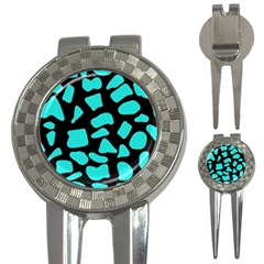 Neon Cow Dots Blue Turquoise And Black 3-in-1 Golf Divots by ConteMonfrey