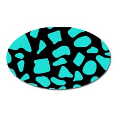 Neon Cow Dots Blue Turquoise And Black Oval Magnet by ConteMonfrey