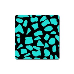 Neon Cow Dots Blue Turquoise And Black Square Magnet by ConteMonfrey