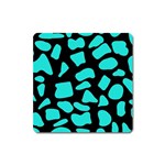 Neon cow dots blue turquoise and black Square Magnet Front