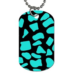 Neon Cow Dots Blue Turquoise And Black Dog Tag (two Sides) by ConteMonfrey