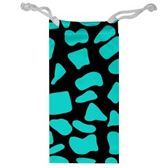 Neon Cow Dots Blue Turquoise And Black Jewelry Bag by ConteMonfrey