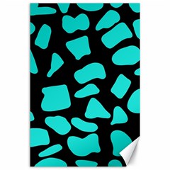 Neon Cow Dots Blue Turquoise And Black Canvas 24  X 36  by ConteMonfrey