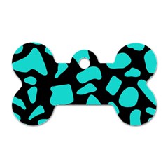 Neon Cow Dots Blue Turquoise And Black Dog Tag Bone (one Side) by ConteMonfrey