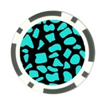 Neon cow dots blue turquoise and black Poker Chip Card Guard Front