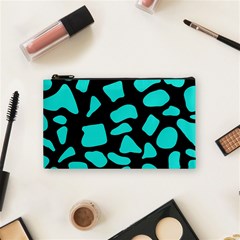 Neon Cow Dots Blue Turquoise And Black Cosmetic Bag (small) by ConteMonfrey