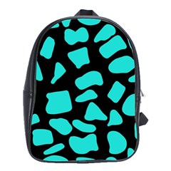 Neon Cow Dots Blue Turquoise And Black School Bag (large) by ConteMonfrey