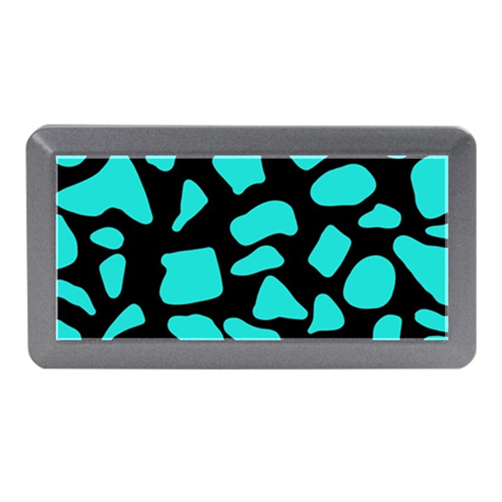 Neon cow dots blue turquoise and black Memory Card Reader (Mini)