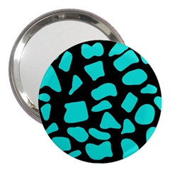 Neon Cow Dots Blue Turquoise And Black 3  Handbag Mirrors by ConteMonfrey